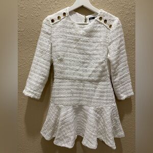 Zara White Textured Kids Dress